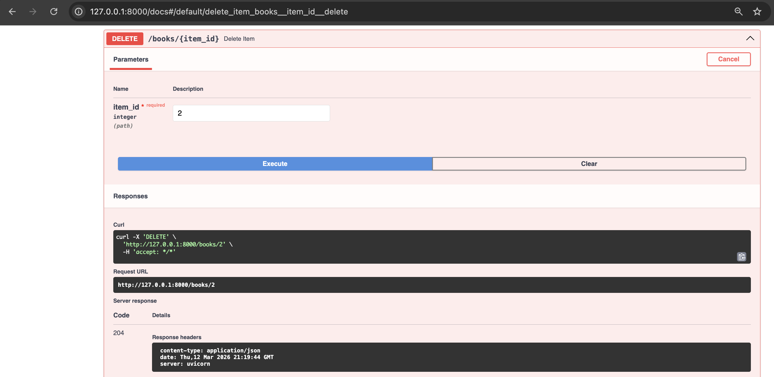 fastAPI_delete request response